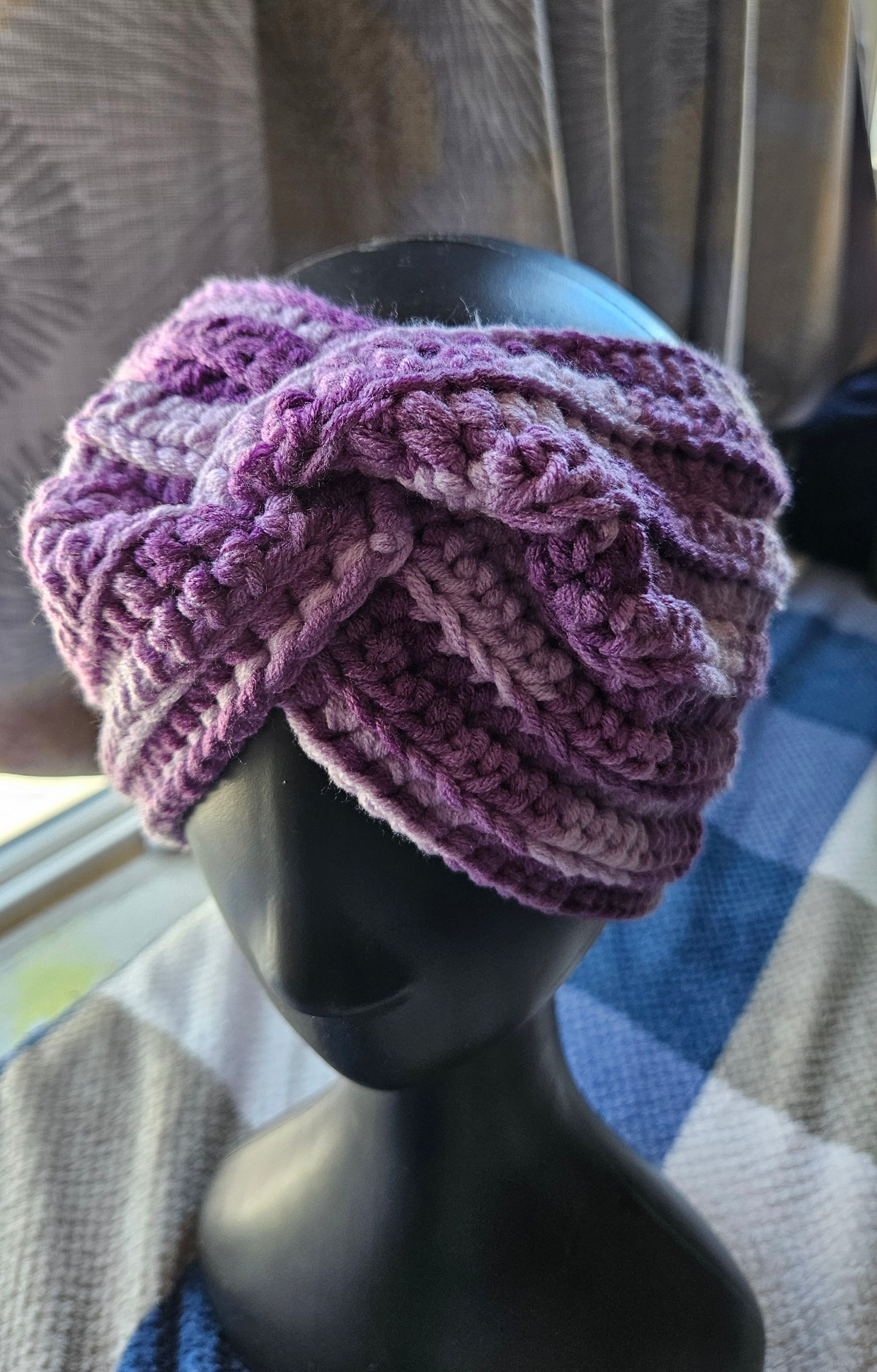 Purple Twisted Cotton Head Ear Warmer