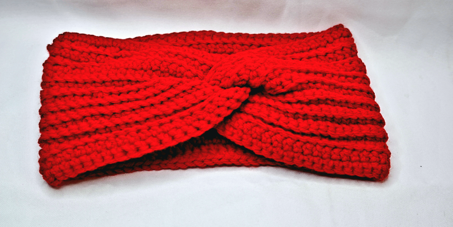 Red crochet headwear
