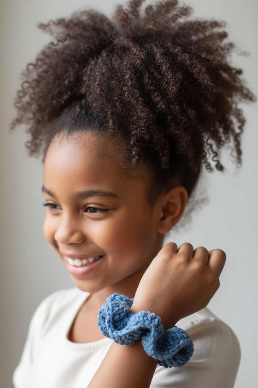Blue Handmade Crochet Scrunchies