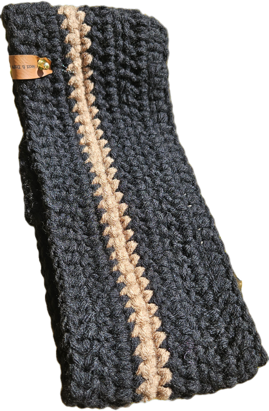 Handmade crochet ear warmer by LWT Crafty, a cozy winter accessory