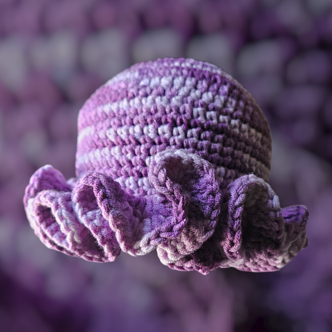 Purple Cozy Cotton Yarn Ruffle Hat