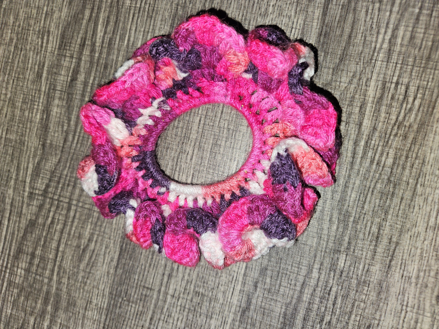 Pink Muti-Color Crochet Scrunchie