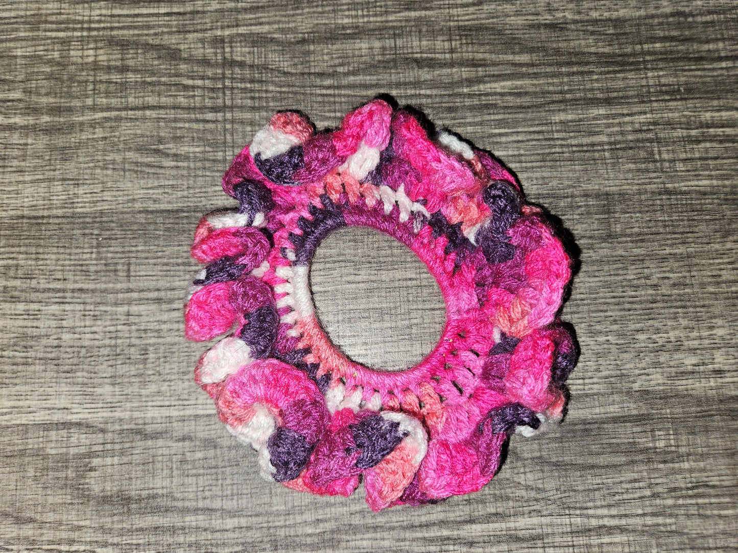 Pink Muti-Color Crochet Scrunchie