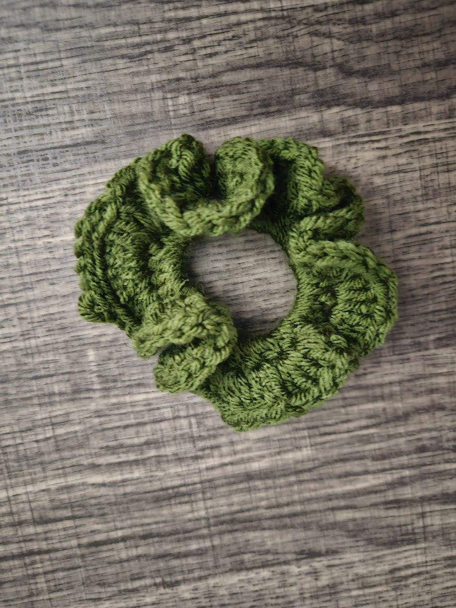 Olive Handmade Crochet Scrunchie