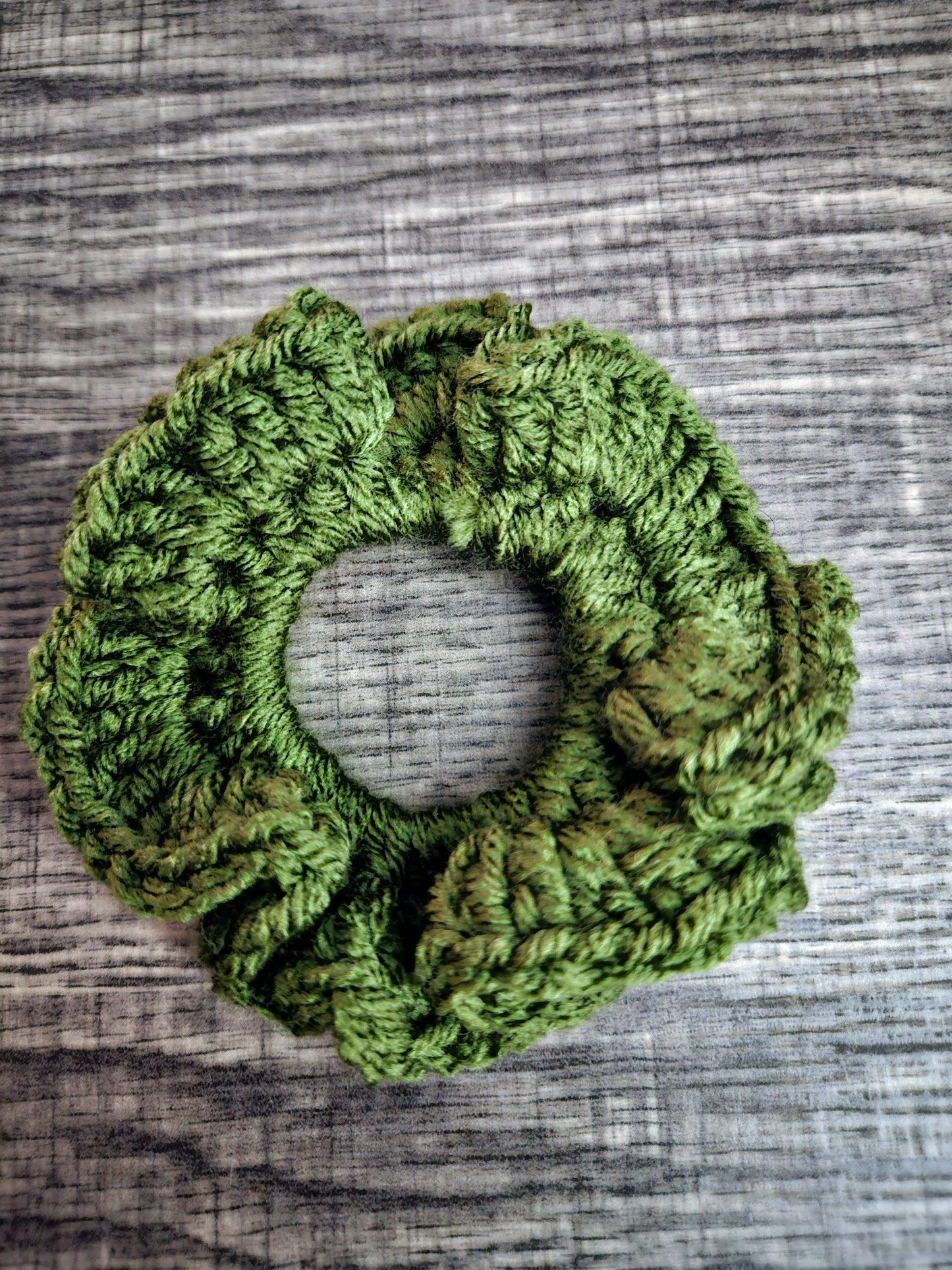 Olive Handmade Crochet Scrunchie