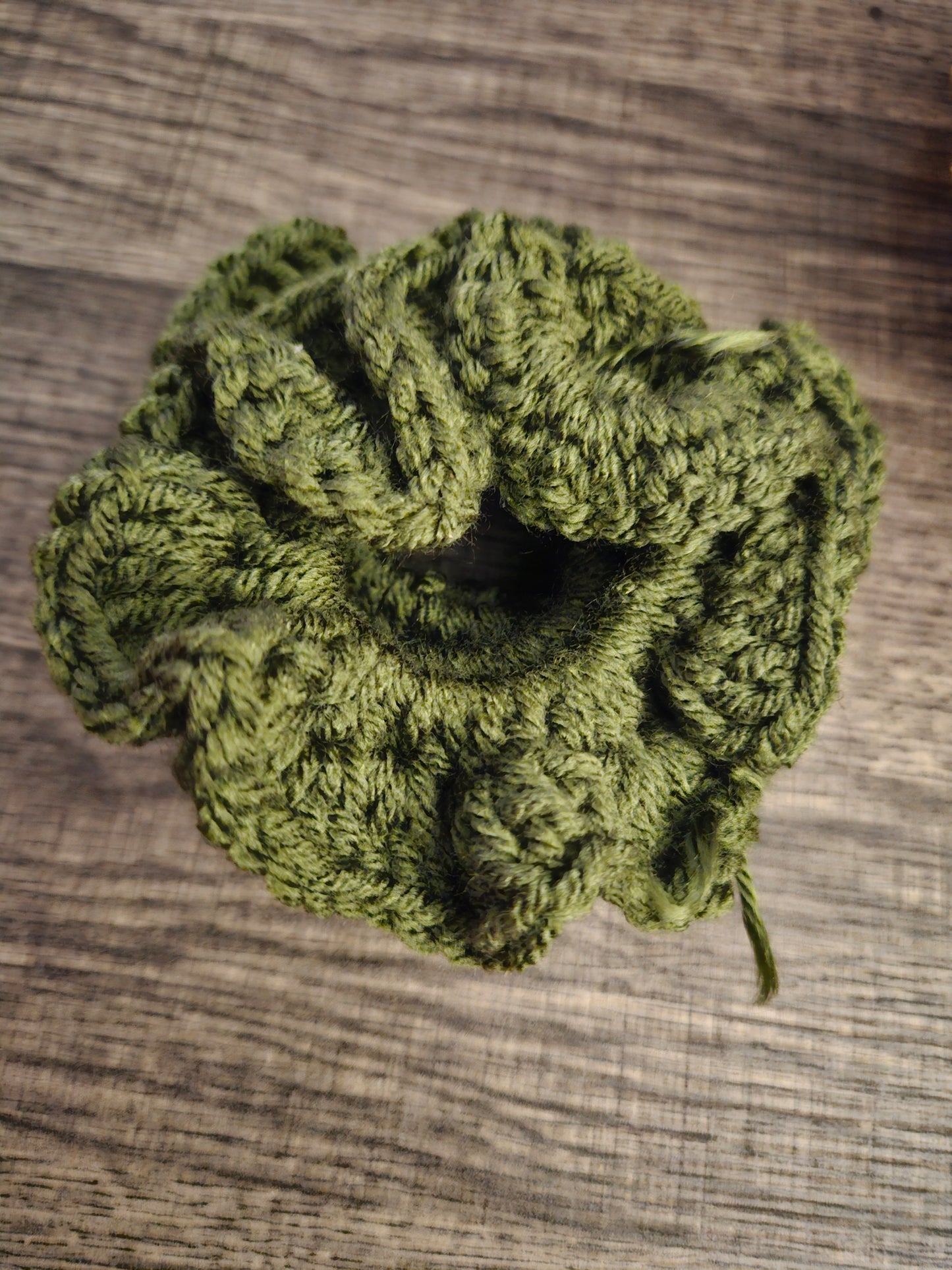 Olive Handmade Crochet Scrunchie