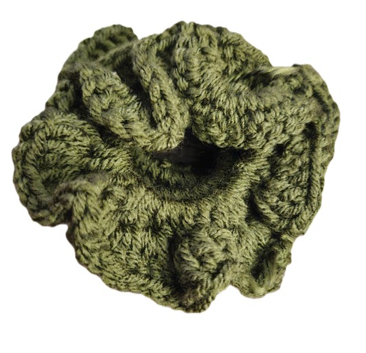 Olive Handmade Crochet Scrunchie
