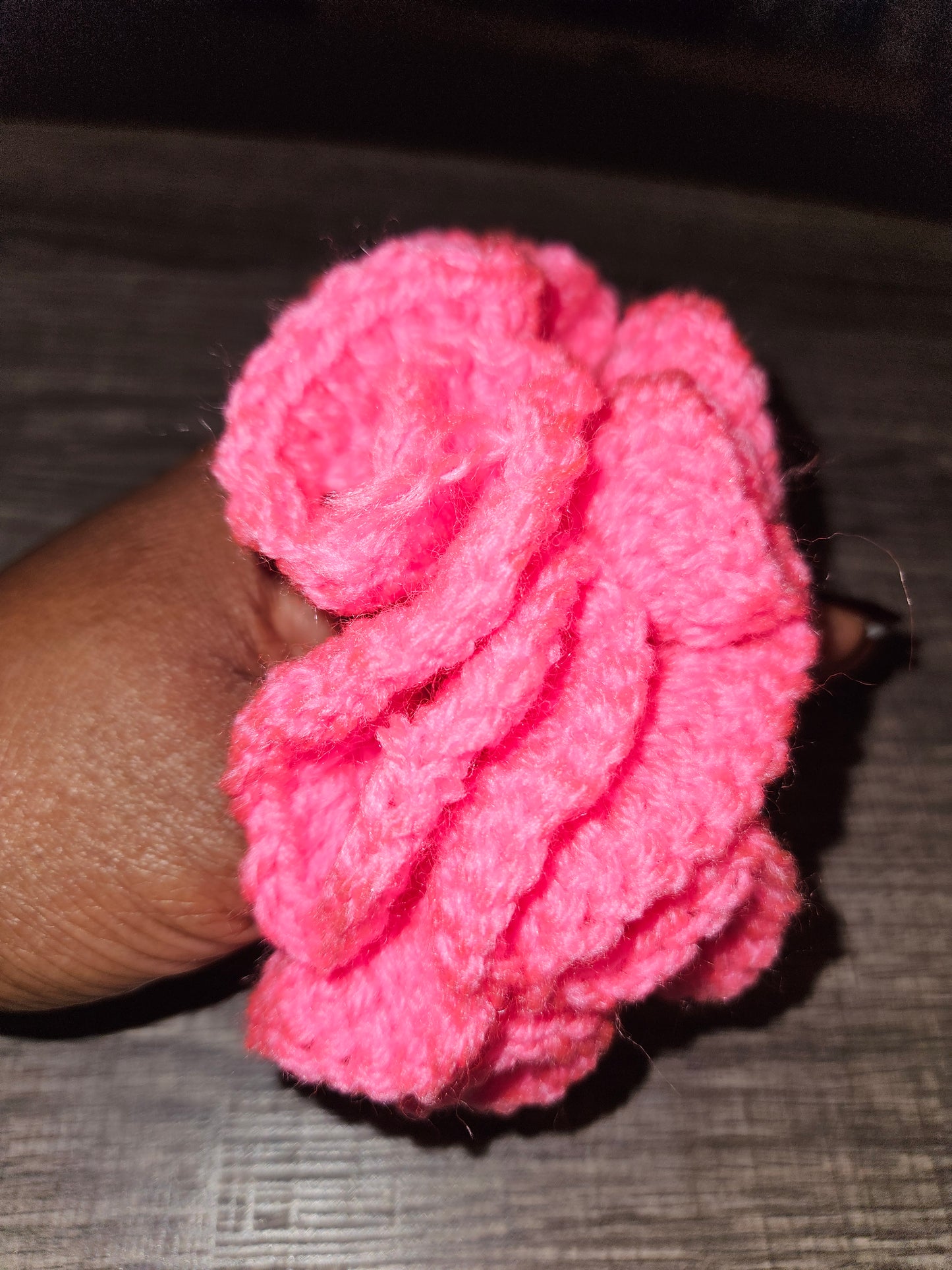 Pink Crochet Scrunchie