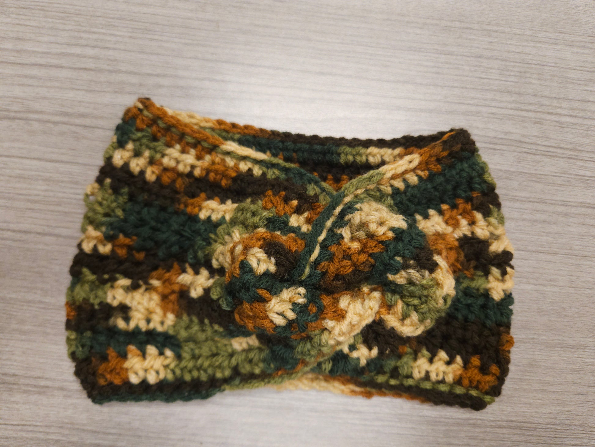 Camouflage Crochet Twisted Ear Warmer | LWT Crafty