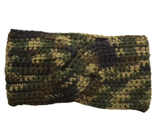 Army Twisted Crochet Ear Warmer