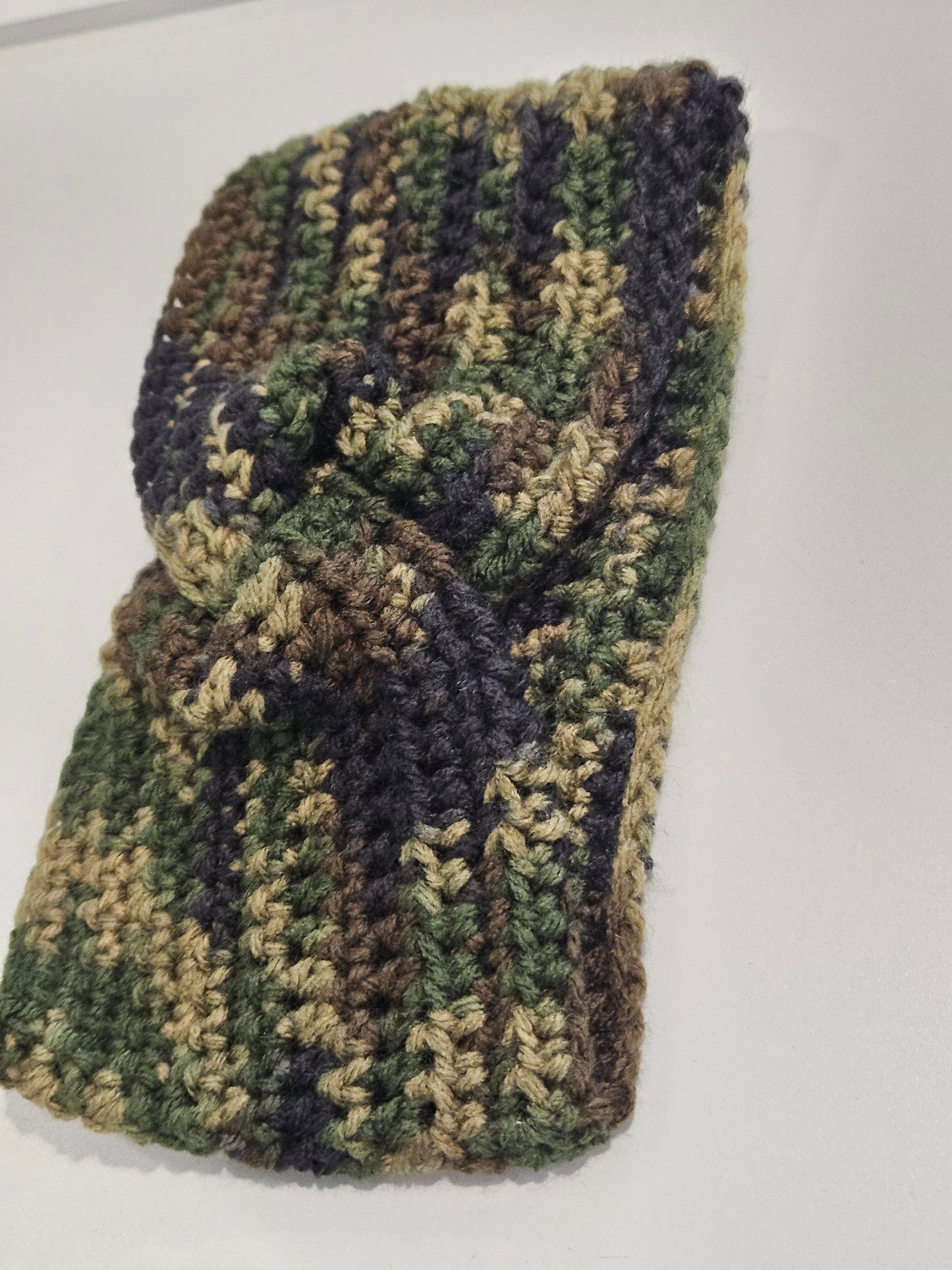 Army Twisted Crochet Ear Warmer
