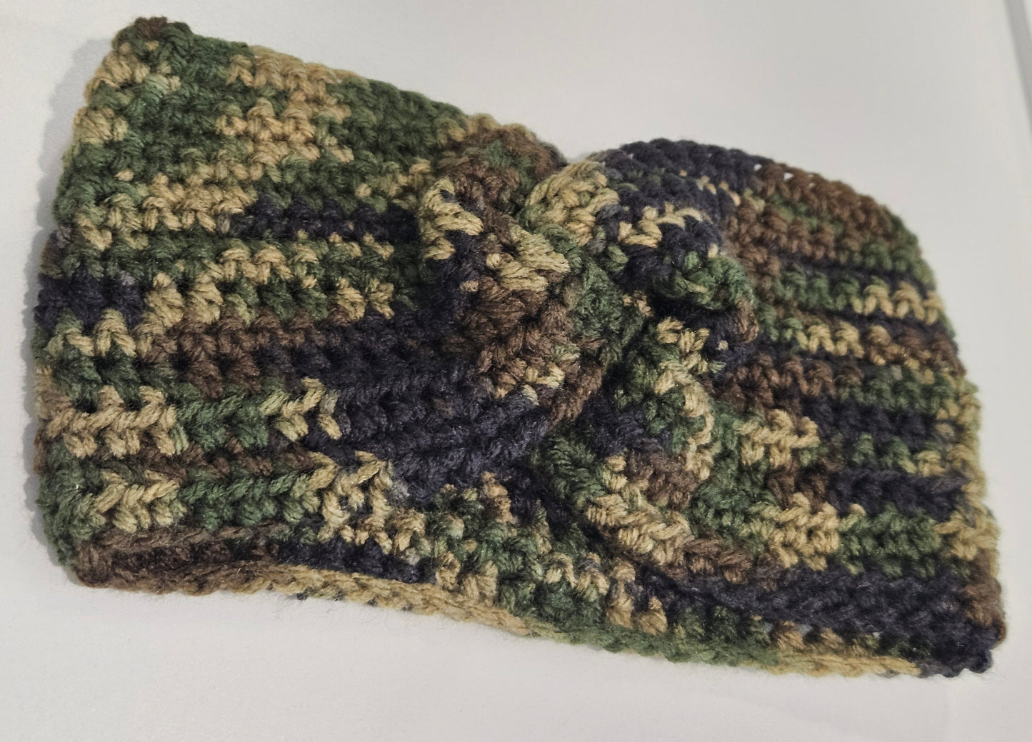 Army Twisted Crochet Ear Warmer