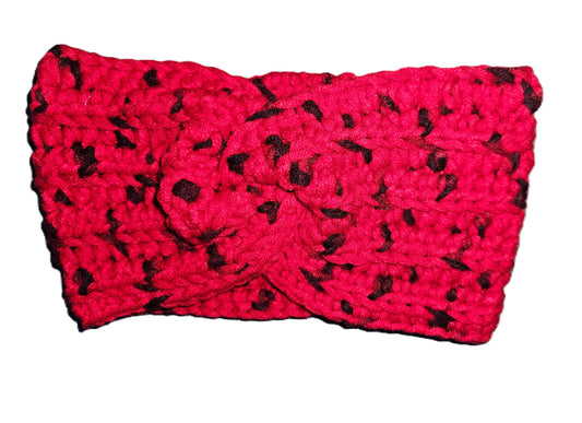 Red and Black Twisted Cotton Head Ear Warmer