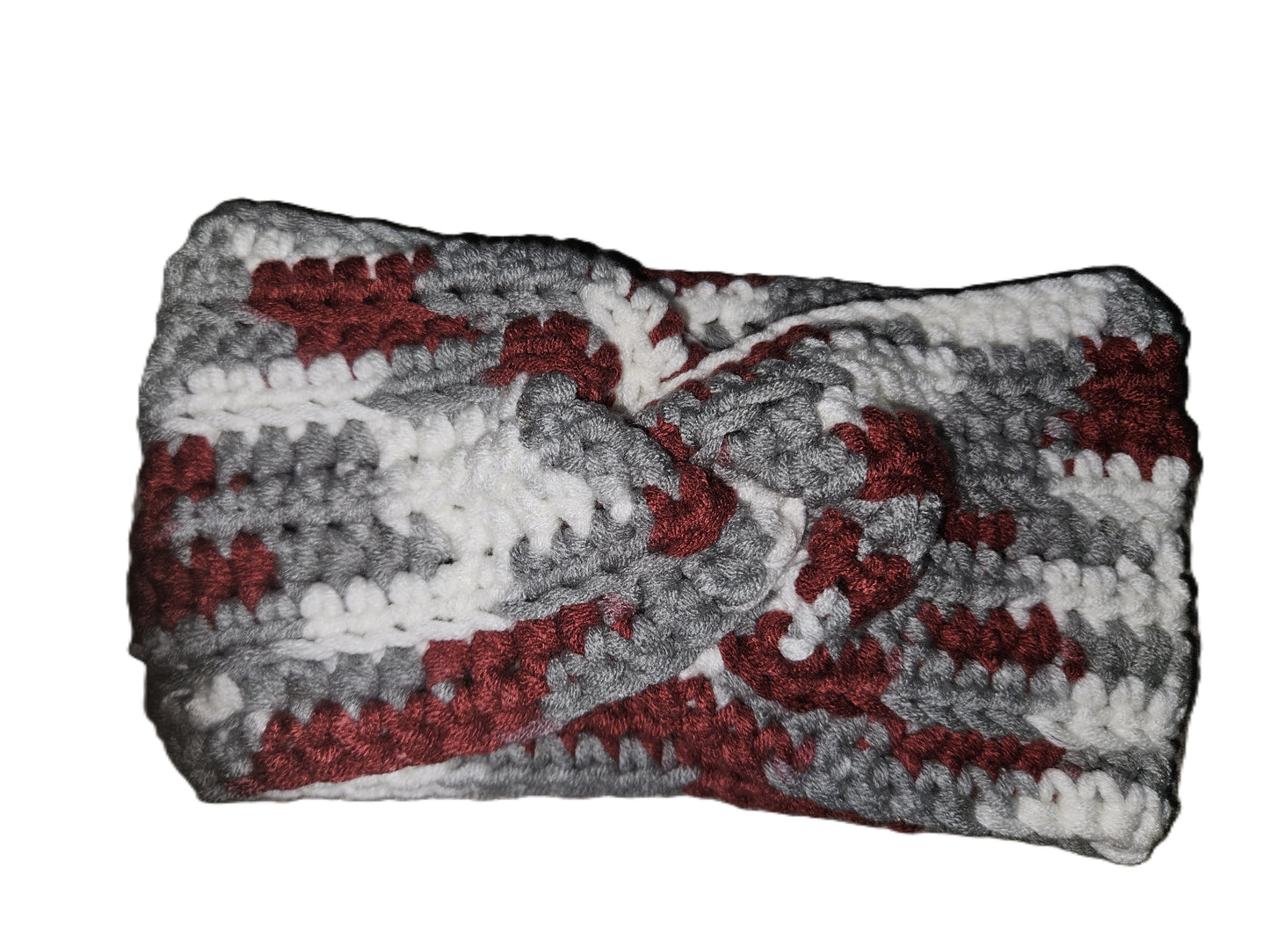 Burgundy White Twisted Cotton Head Ear Warmer