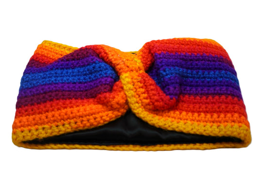 Multicolor Satin-Lined Crochet Headband Ear Warmer