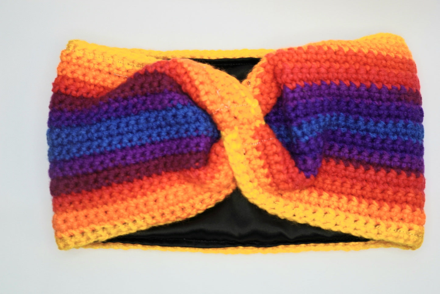 Multicolor Satin-Lined Crochet Headband Ear Warmer