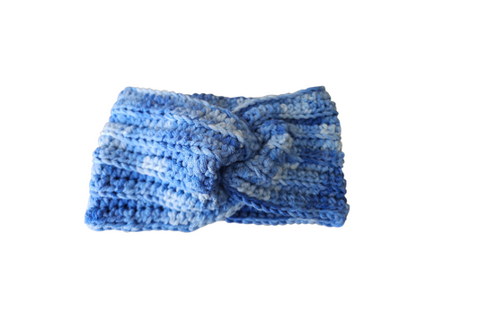 Blue Twisted Cotton Head Ear Warmer