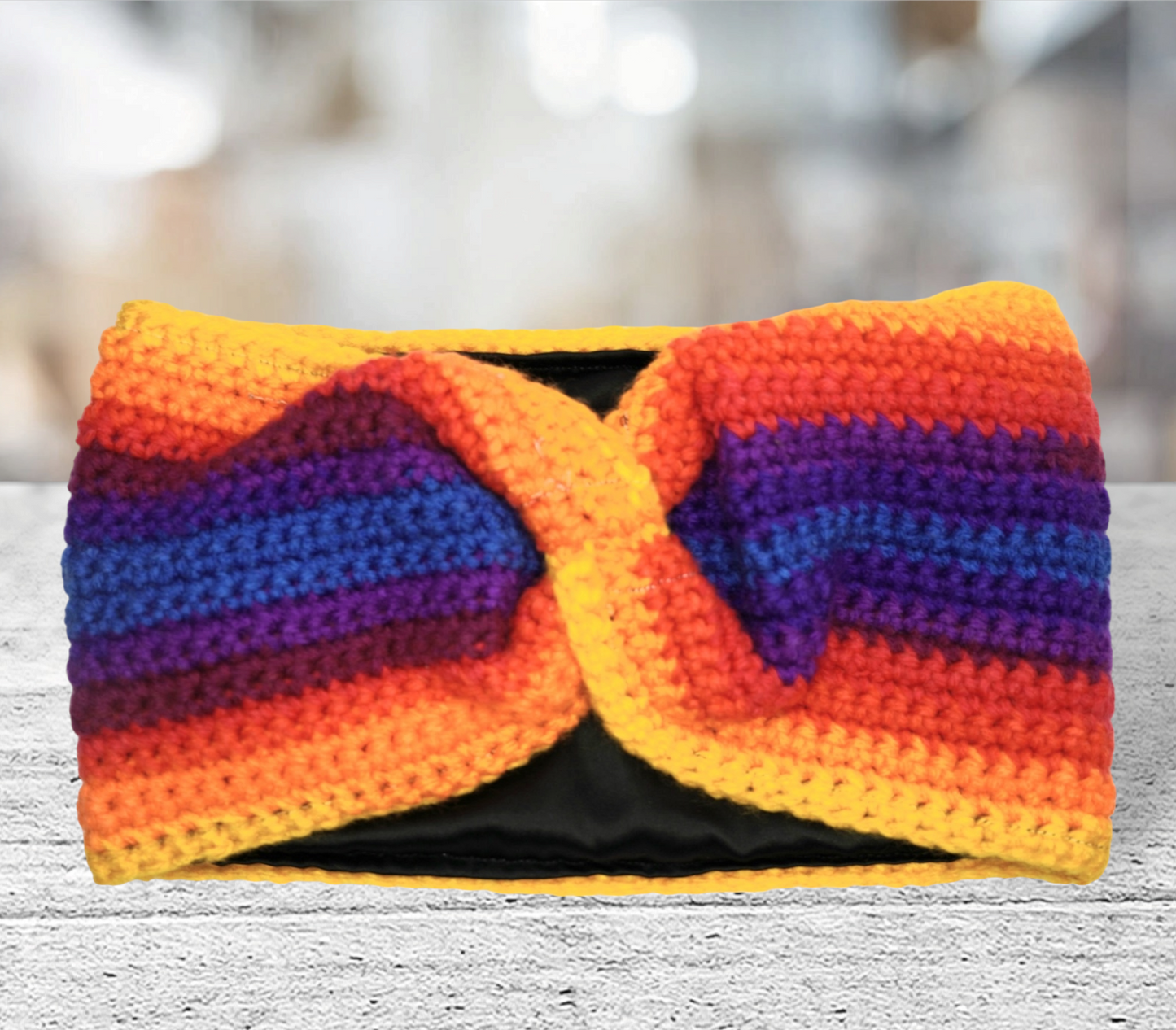 Multicolor Satin-Lined Crochet Headband Ear Warmer