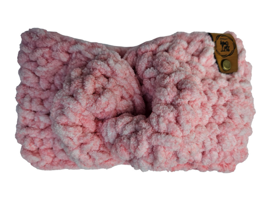 Pink Chunky Crochet Twisted Headband