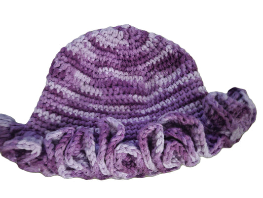 Purple Cozy Cotton Yarn Ruffle Hat