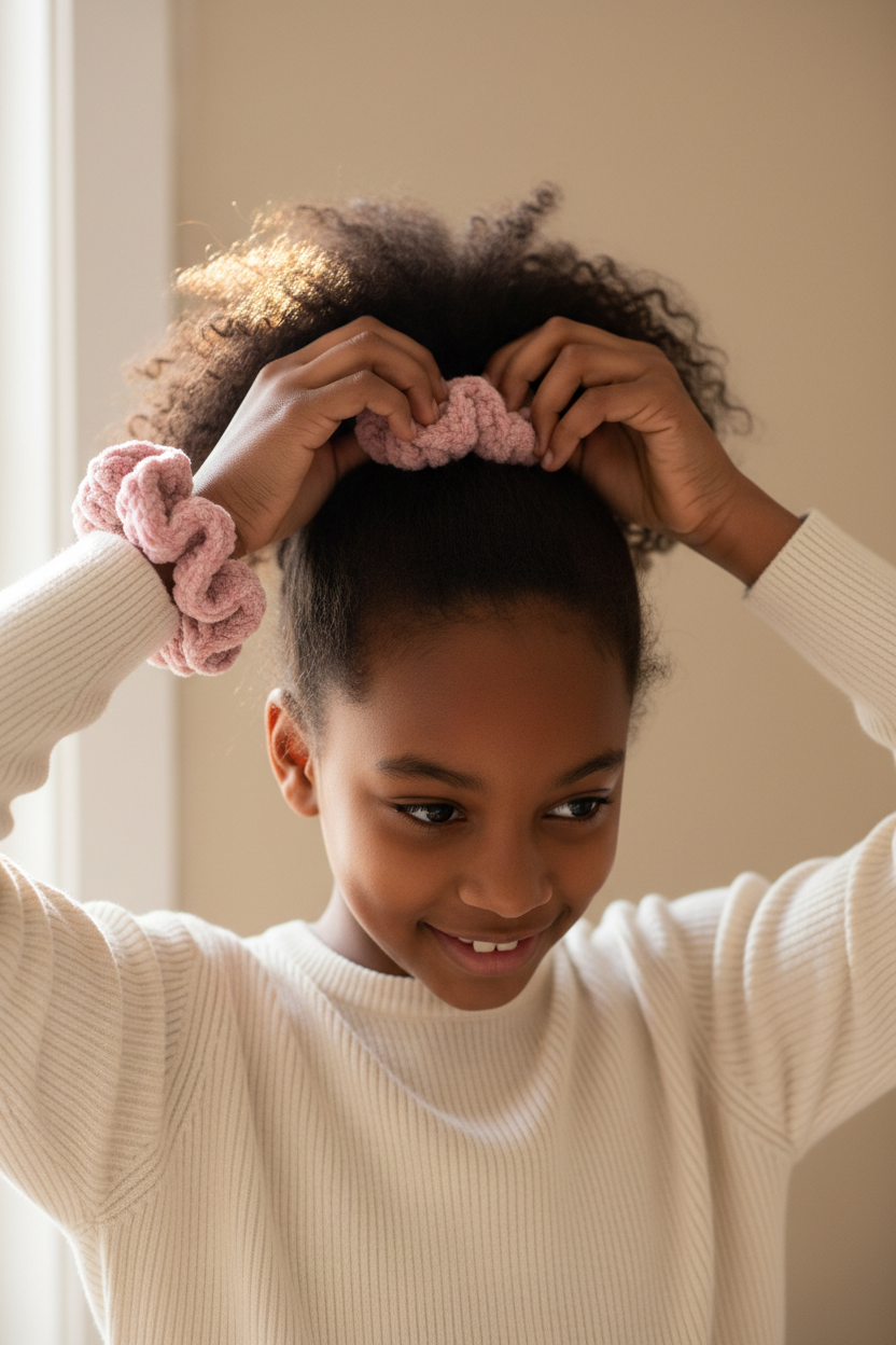 Pink Muti-Color Crochet Scrunchie