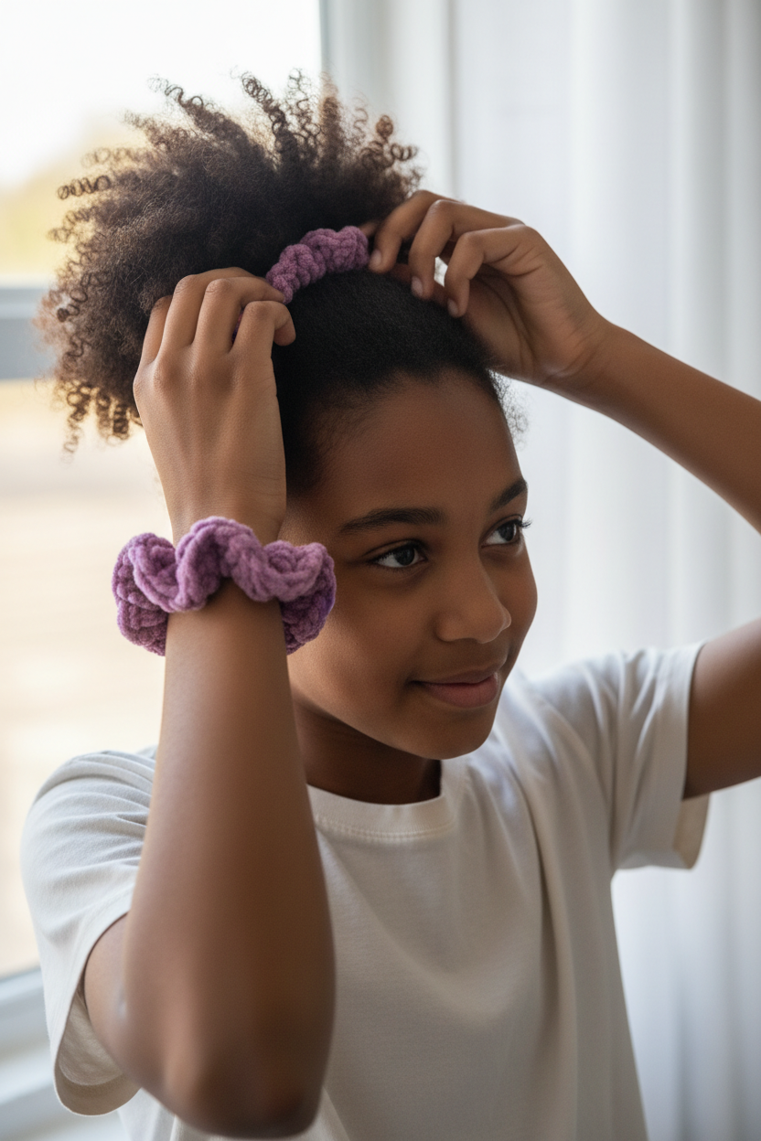 Purple Crochet Scrunchie