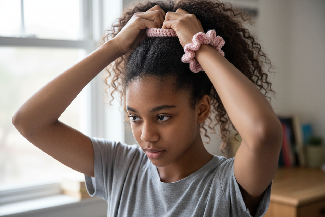 Pink Crochet Scrunchie