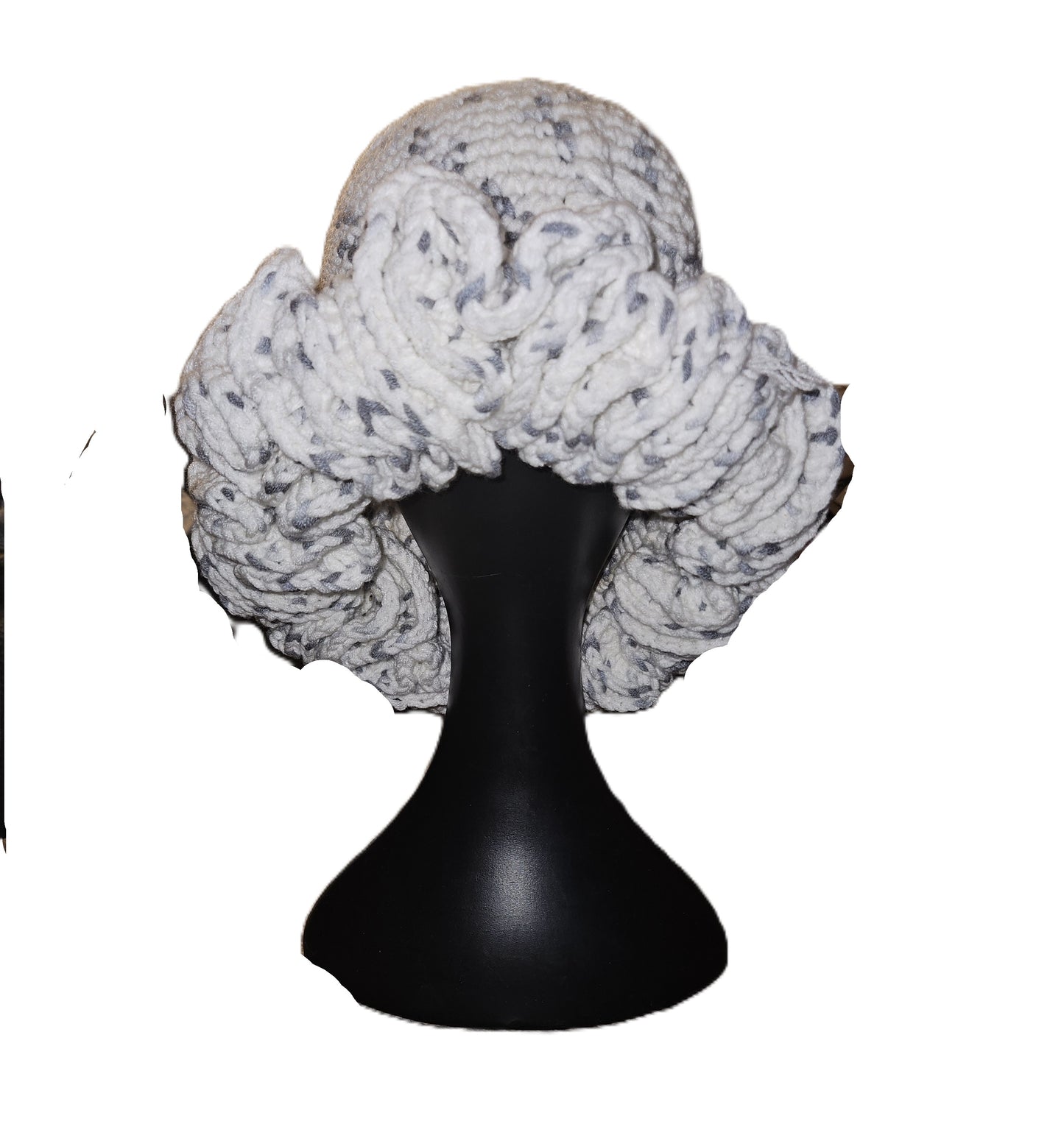 White Cozy Cotton Yarn Ruffle Hat 