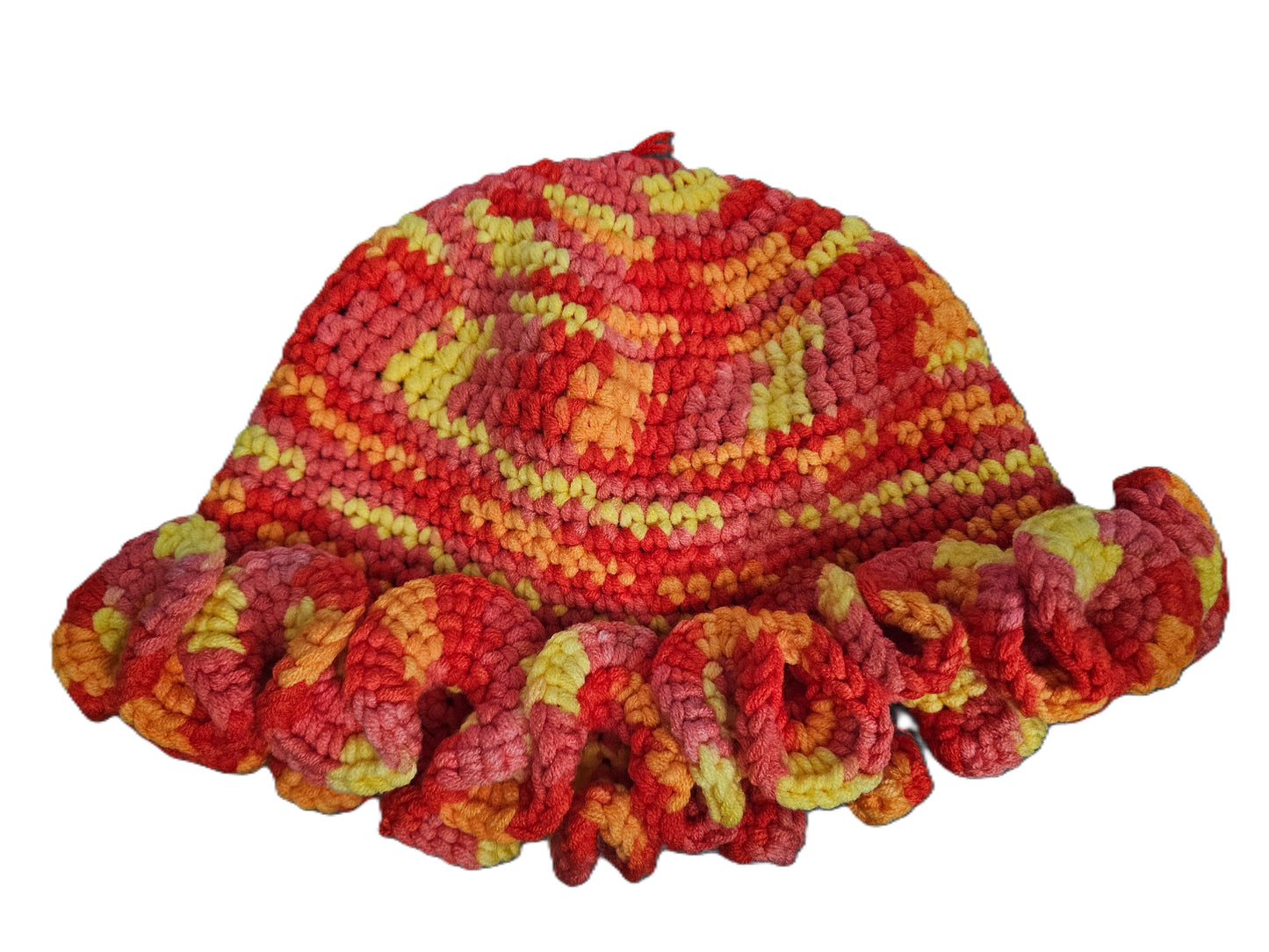 Peach Cozy Cotton Yarn Ruffle Hat